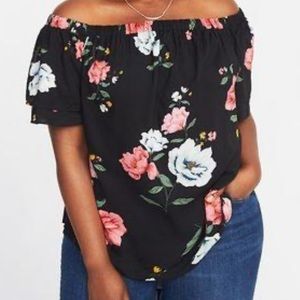 Old Navy off the shoulder black floral top